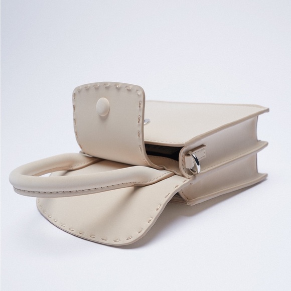 SOLD OUT EVERYWHERE BRAND NEW ZARA BEIGE NUDE ECRU MINI TOTE BAG SUPER CUTE - Picture 2 of 4